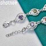 925 Silver Multicolor Zircon Charm Bracelet Lady Jewelry