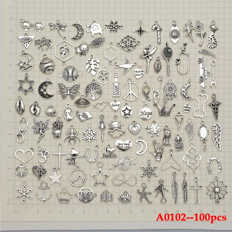 100pcs Mixed Charms for Jewelry Making DIY Bracelet Necklace Earring