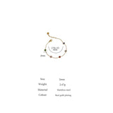 Colorful CZ Stainless Steel Bracelet for Women Thin Chain Golden Bangle