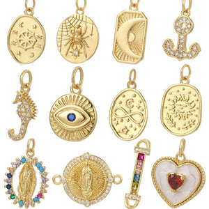 Charms for Jewelry Making - Heart Moon Evil Eye Sun Dijes Diy