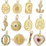 Charms for Jewelry Making - Heart Moon Evil Eye Sun Dijes Diy