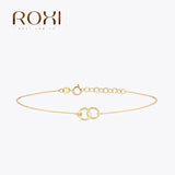 RIXO 925 Sterling Silver Double Loop Clasp Bracelet Statement Jewelry