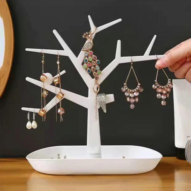 Deer Tree Jewelry Display Stand Tray Necklace Rings Organizer