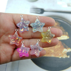10pcs Star Resin Earring Charms for Jewelry Making