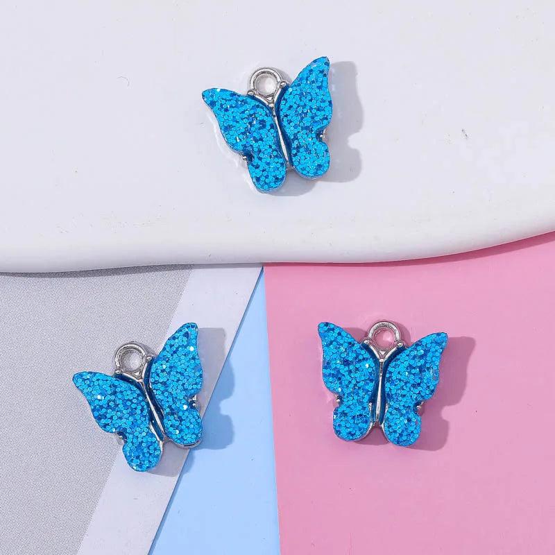 20Pcs Sparkling Butterfly Pendant DIY Jewelry Making Materials