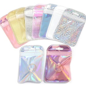 20pcs Iridescent Ziplock Bags for Jewelry Display, 7X11cm 8X13cm