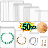 10/50pcs PVC Self Sealing Jewelry Bag Necklace Bracelet Ziplock Ring Storage