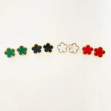 Flower Stainless Steel Earrings Shell Clover Stud Piercing Jewelry