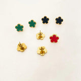 Flower Stainless Steel Earrings Shell Clover Stud Piercing Jewelry