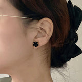 Flower Stainless Steel Earrings Shell Clover Stud Piercing Jewelry