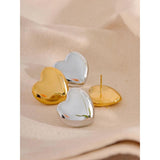 Big Heart Stud Earrings Stainless Steel Waterproof Charm