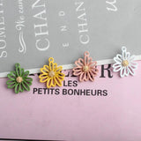 10pcs Rubber Paint Daisies Enamel Charms Pendants Hollow Out Sun Flowers