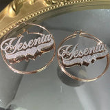 Custom Frosted Name Round Earrings Stainless Steel Personalized