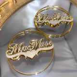 Custom Frosted Name Round Earrings Stainless Steel Personalized
