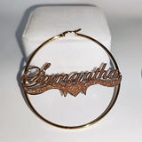 Custom Frosted Name Round Earrings Stainless Steel Personalized