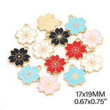 20Pcs Sakura Enamel Charms Alloy Flower Pendants 17*19MM