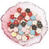 20Pcs Sakura Enamel Charms Alloy Flower Pendants 17*19MM