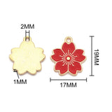20Pcs Sakura Enamel Charms Alloy Flower Pendants 17*19MM