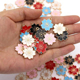 20Pcs Sakura Enamel Charms Alloy Flower Pendants 17*19MM