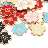 20Pcs Sakura Enamel Charms Alloy Flower Pendants 17*19MM
