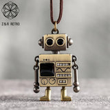 Vintage Long Robot Pendant Necklace for Women