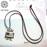 Vintage Long Robot Pendant Necklace for Women