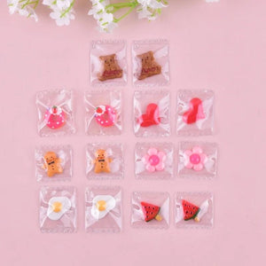 Heart Bear Egg Cookies Candy Bag Resin Charms Pendants DIY
