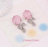 Alloy Melted Heart Cross Pink Rose Heart Pendant DIY Necklace Earrings