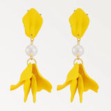 Crystal Acrylic Rose Petals Dangle Earrings Romantic Jewelry