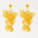 Crystal Acrylic Rose Petals Dangle Earrings Romantic Jewelry