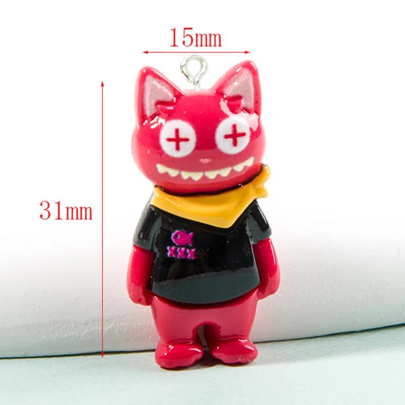 10Pcs Cartoon Cat Charm Resin Pendant for DIY Jewelry Making