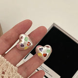 Ins French Love Heart M Zircon Earrings Women Party Jewelry