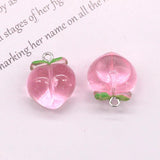 10Pcs Pink Peach Resin Fruit Charms for Jewelry Making DIY Crafts