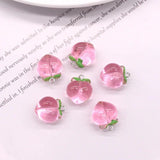 10Pcs Pink Peach Resin Fruit Charms for Jewelry Making DIY Crafts