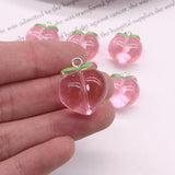 10Pcs Pink Peach Resin Fruit Charms for Jewelry Making DIY Crafts
