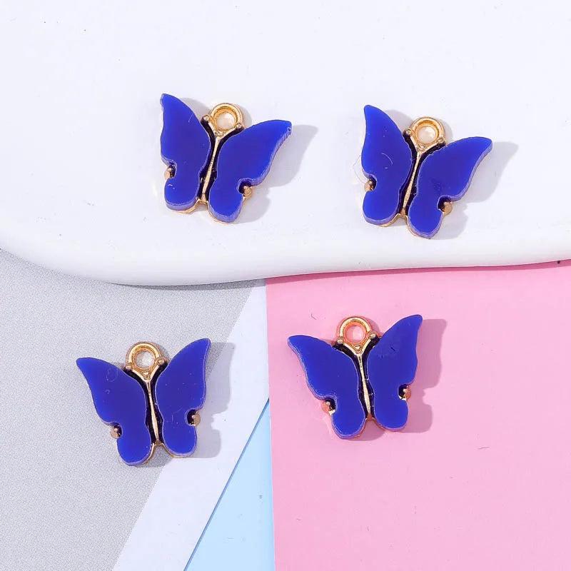 20Pcs 14x13mm Resin Acrylic Butterfly Charms DIY Jewelry Making Accessories