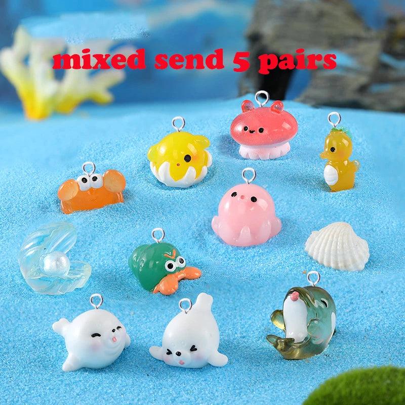 10pcs Marine Animal Charms for Jewelry Making Resin Beach Pendant Craft Diy