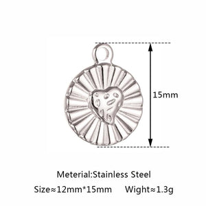 3PCS Stainless Steel Charms Heart Butterfly Sunflower Snake Dog