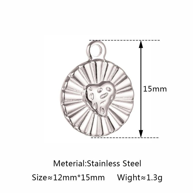 3PCS Stainless Steel Charms Heart Butterfly Sunflower Snake Dog