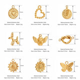 3PCS Stainless Steel Charms Heart Butterfly Sunflower Snake Dog