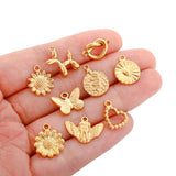 3PCS Stainless Steel Charms Heart Butterfly Sunflower Snake Dog