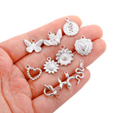 3PCS Stainless Steel Charms Heart Butterfly Sunflower Snake Dog