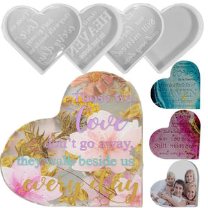 Crystal Heart Memorial Sign Resin Molds DIY Craft Coaster Silicone Mould