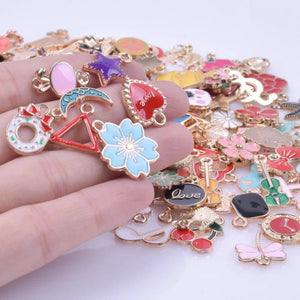 50PCS Enamel Charm Animal Flower Alloy Tai Chi DIY Earring