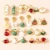 10pcs Chinese 3D Plated Jade Lucky Charm Pendant for DIY Jewelry Making