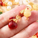 10pcs Chinese 3D Plated Jade Lucky Charm Pendant for DIY Jewelry Making