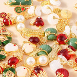 10pcs Chinese 3D Plated Jade Lucky Charm Pendant for DIY Jewelry Making