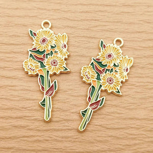 10pcs Flower Charm for Jewelry Making Enamel Necklace Pendant Keychain