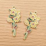 10pcs Flower Charm for Jewelry Making Enamel Necklace Pendant Keychain