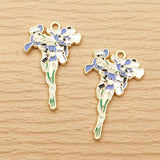 10pcs Flower Charm for Jewelry Making Enamel Necklace Pendant Keychain